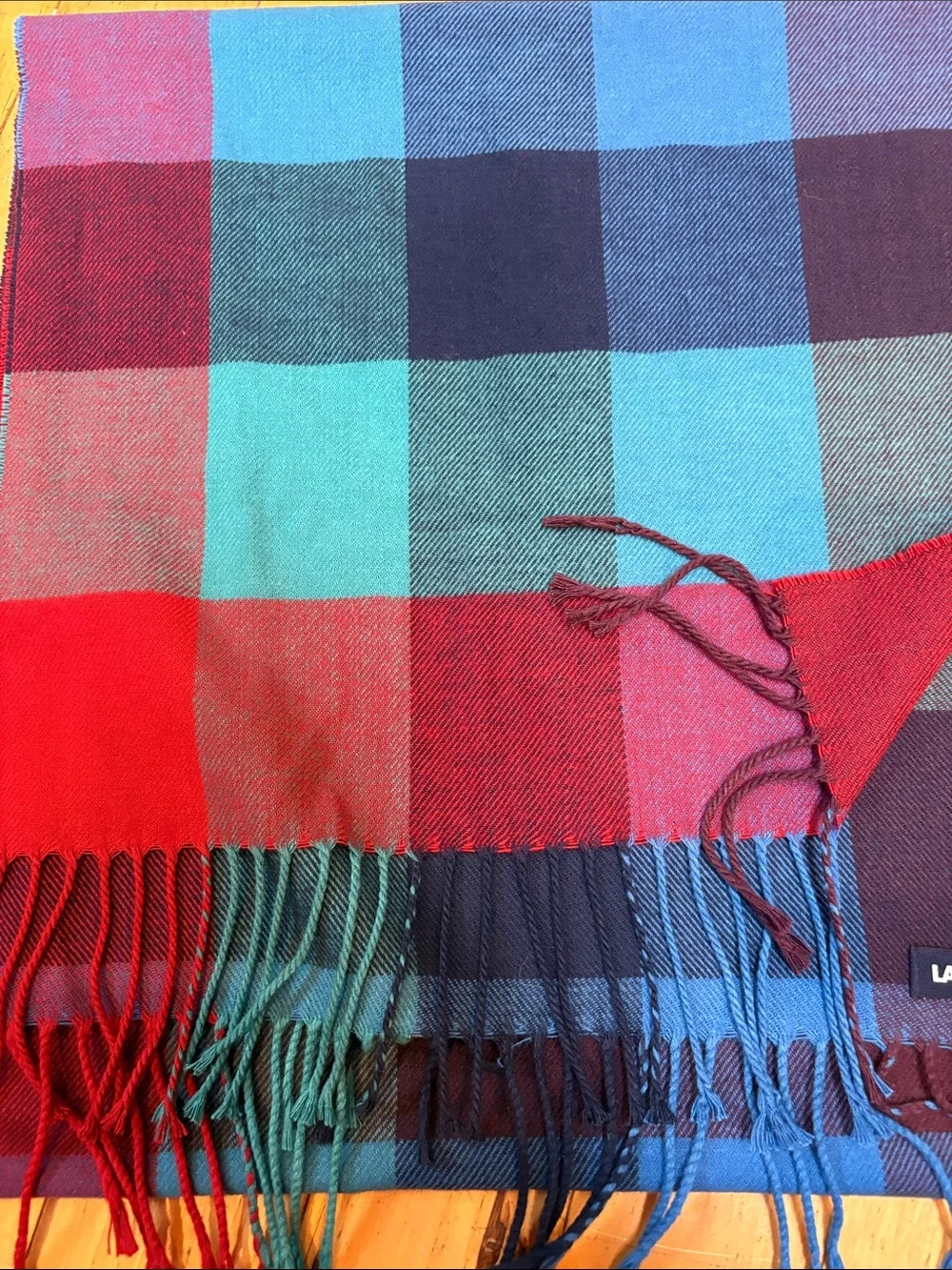 Multicolor Plaid Land’s End Scarf - Blue, Red and Green